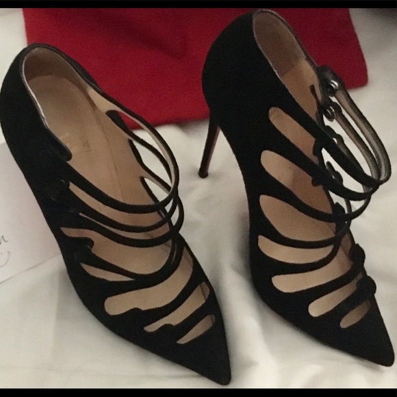 CHRISTIAN LOUBOUTIN black suede heels Sz38 - Picture 8 of 8